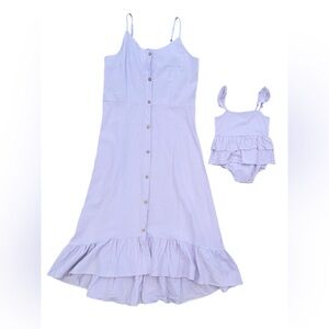 Matching Lavender Dress and Baby Romper Set